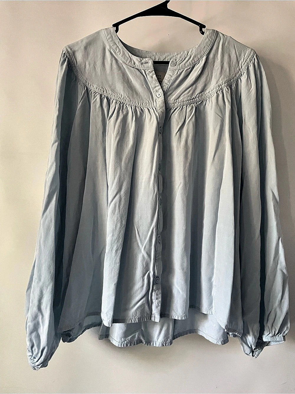 New Day Baby Blue Long Sleeve Blouse Balloon Sledves
